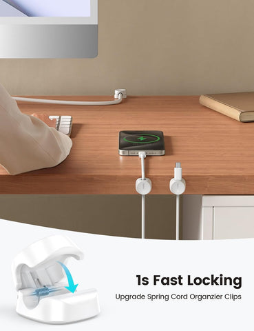 Lamicall 8 Pack Cord Organizer, [1s Lock] Cable Management Clips for Desk