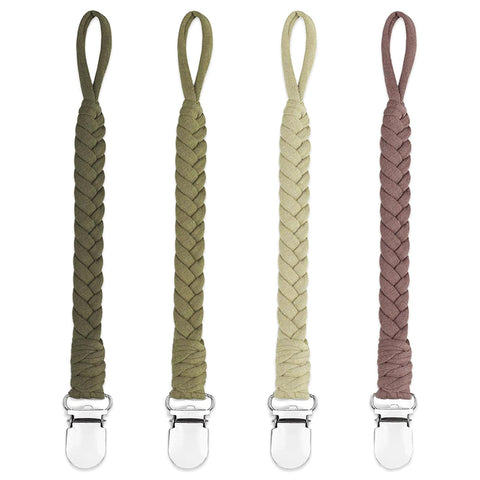 4 Pcs Pacifier Clip, Pacifier Clips for Boys & Baby Girls Pacifier Holder Clip Binky Clips Braided 100% Handmade Fits All Pacifiers(Green, 4 Pack)