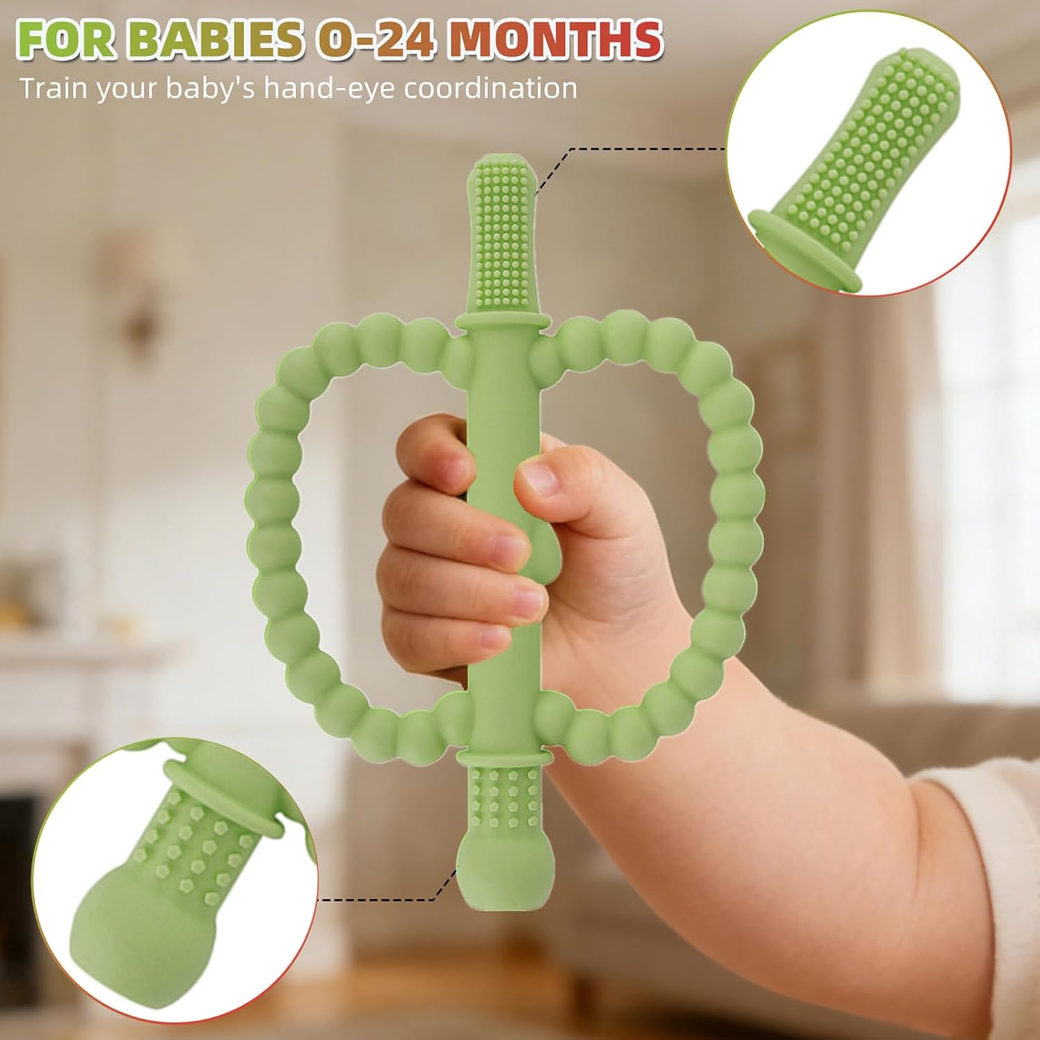 Fu Store Hollow Teether Tube Apple Shape Baby Teething Toy for Babies 0-36M