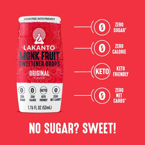 Lakanto Liquid Monk Fruit Extract Drops, Original, 1.76 fl oz, 6-Pack