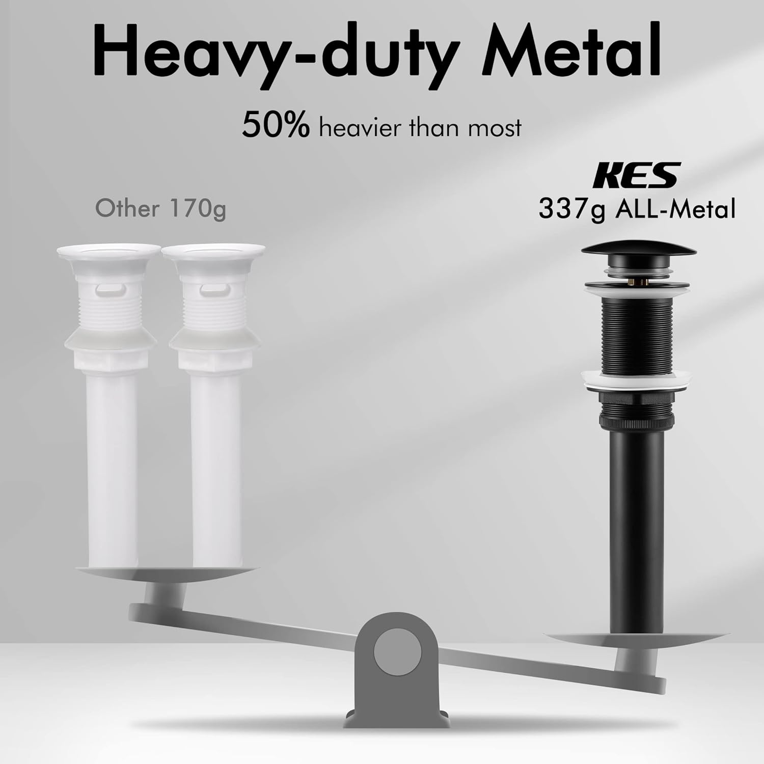 KES Bathroom Sink Drain Without Overflow Vessel Sink Lavatory Vanity Pop Up Drain Stopper Matte Black for 1.6"-1.9" Sink Hole, All Metal Rustproof Brass and 304 Stainless Steel, S2008D-BK