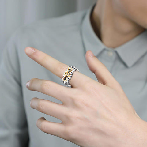 Cross Ring for Men 925 Sterling Silver Celtic Knot Vintage Ring Size 9 Christian Fashion Jewelry Gift for Boyfriend