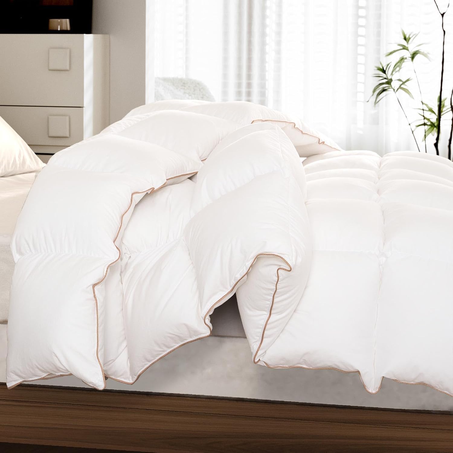 Feather Down Fiber Comforter King Size,100% Cotton Duvet Insert