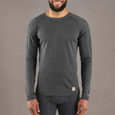Carhartt Men's Force Midweight Synthetic-Merino Wool Blend Base Layer Crewneck Pocket Top