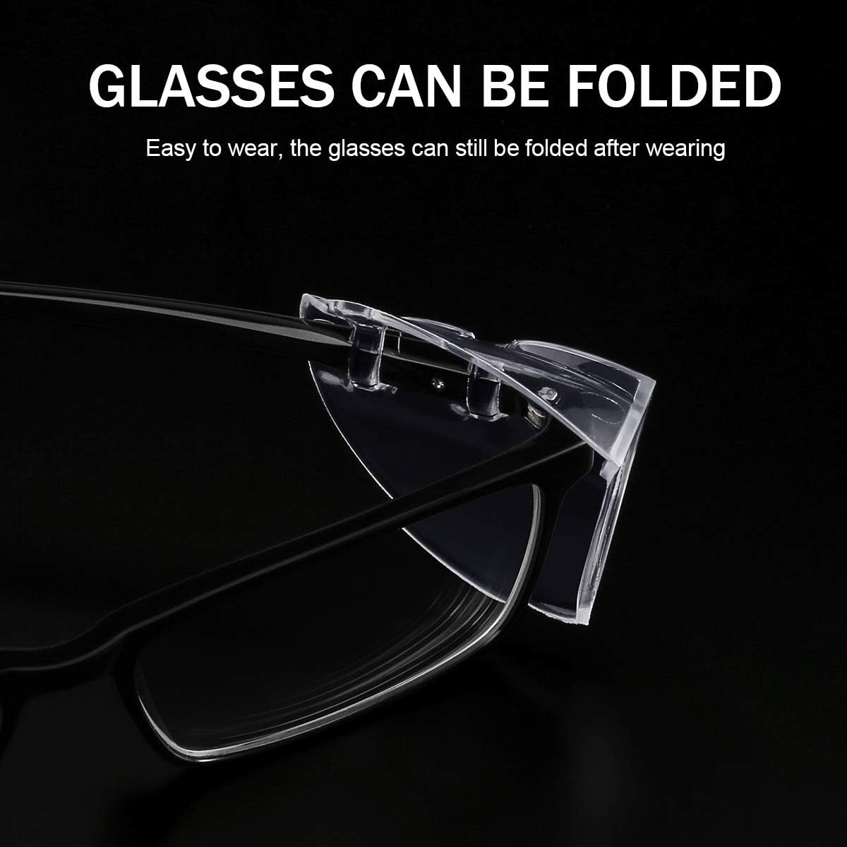MELASA Safety Glasses Side Shields for Glasses, Slip on Clear Eye Glasses