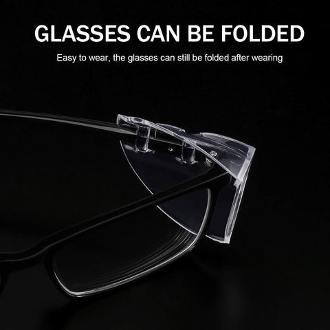 MELASA Safety Glasses Side Shields for Glasses, Slip on Clear Eye Glasses