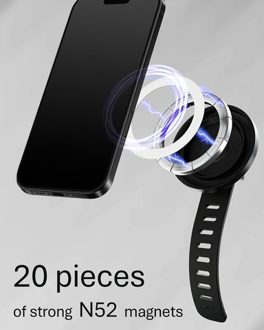 liuliuby Magnetic Phone Holder for Stroller, Shopping Cart & Golf Push Cart | Handlebar Phone Mount for MagSafe | Strap with Strong Magnet for Mag Safe | Stroller Accessories Compatible with Uppababy