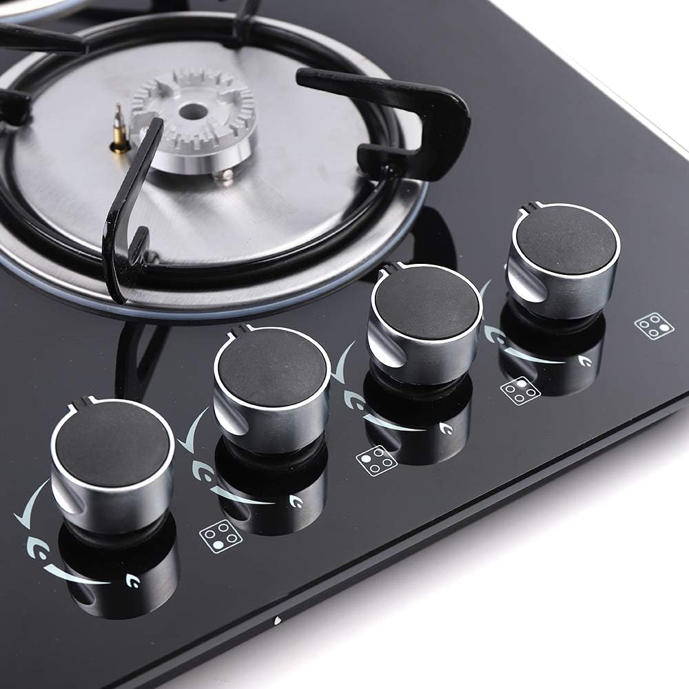 24" Built-in Gas Cooktop, 4 Burner Gas Stovetop for Kitchen Apartment Rvs