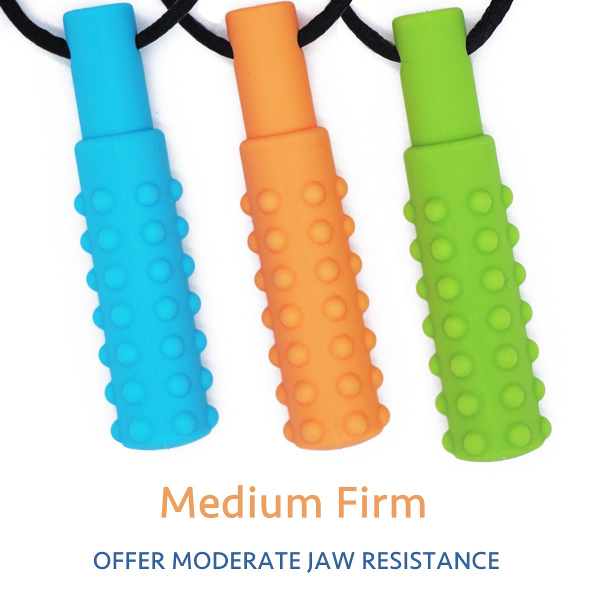 Sensory Chew Necklace (3 Pack) - Sensory Oral Motor Aids Teether Toys for Autism, ADHD, Baby Nursing or Special Needs- Chewing Biting Fidgeting for Kids Adult Chewers (Standard Firm)