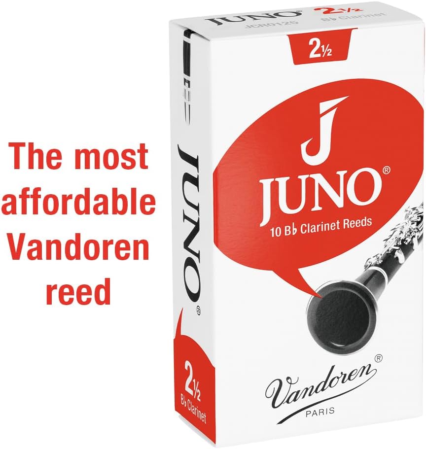 Vandoren JUNO Bb Clarinet Reeds, Strength 2.5, Box of 10, JCR0125