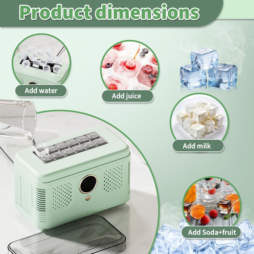 Countertop Ice Maker Machine, Portable Ice Machine with Self-Cleaning, Makes Quickly, Quiet & Compact Ice Maker for Home/Kitchen/Office/Party/RV