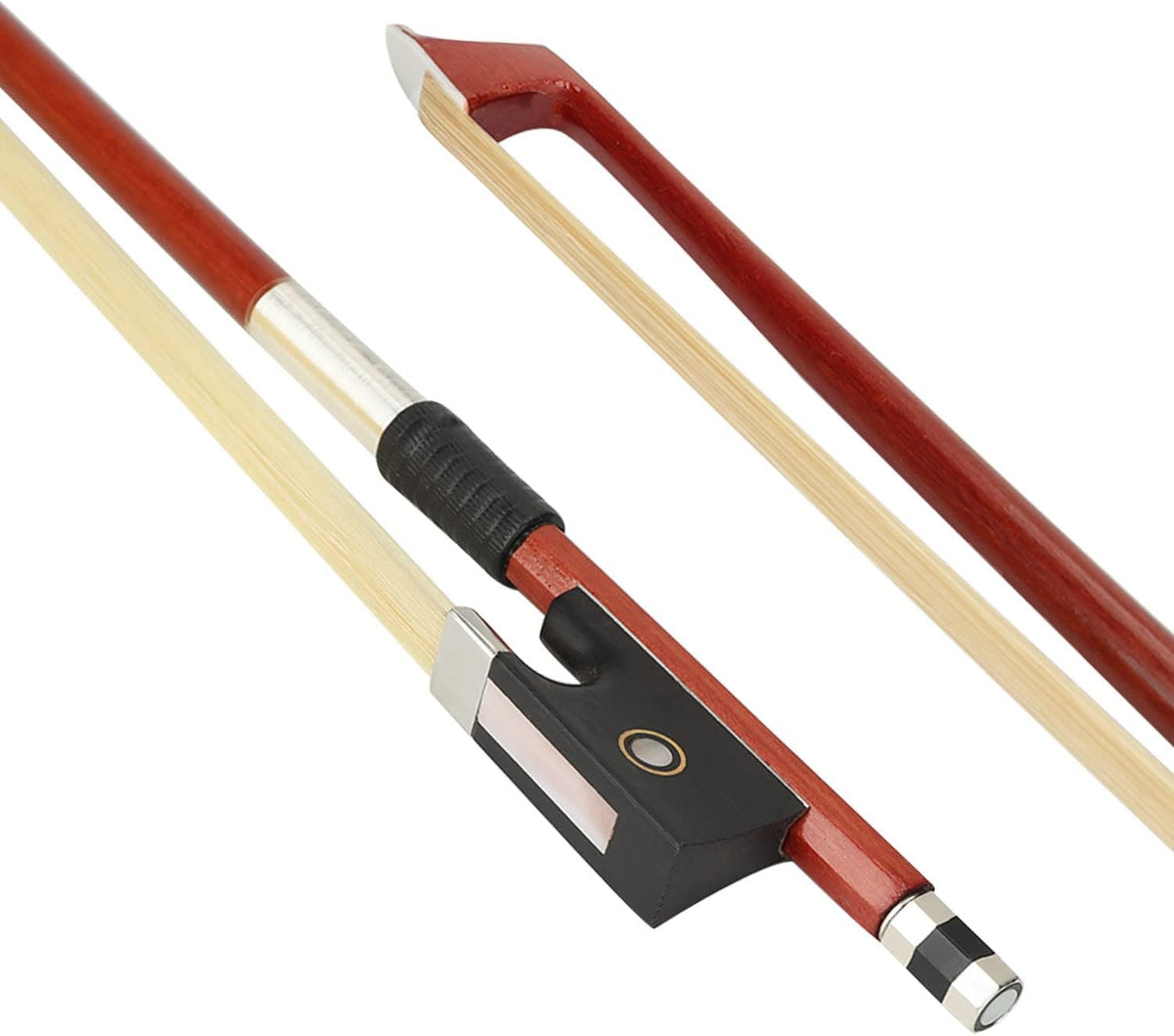 LMS Violin Bow Full Size 3/4 Brazilwood Violin Bows Lightweight Bow Well Balance Fiddle Bow Made with Ebony Frog Mongolian White Horse Hair for Violin Student Professional (3/4)