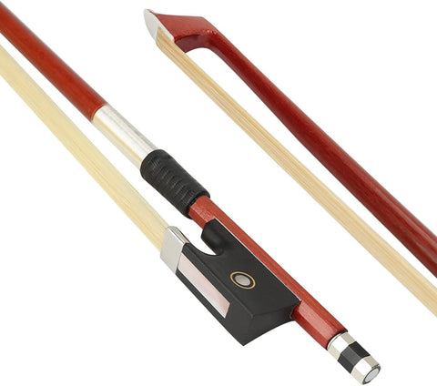 LMS Violin Bow Full Size 3/4 Brazilwood Violin Bows Lightweight Bow Well Balance Fiddle Bow Made with Ebony Frog Mongolian White Horse Hair for Violin Student Professional (3/4)