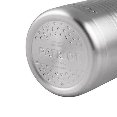 Patriot 36oz Water Bottle perfect for Hiking, Camping, Exercising, Biking (Silver)