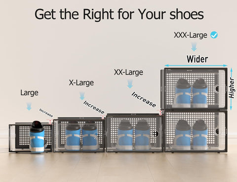 Kuject XXX-Large Shoe Storage Boxes 12 Pack, Clear Stackable Shoe Organizer