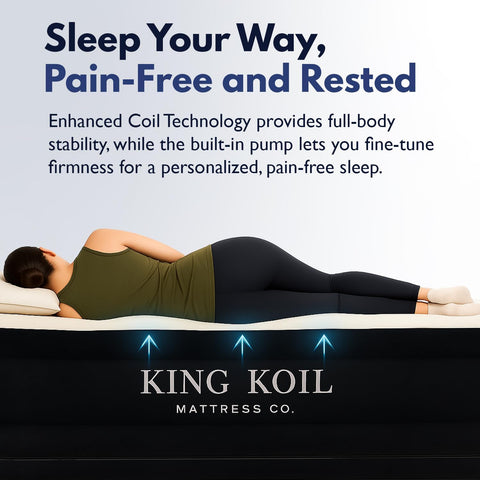 King Koil Air Mattress Queen with Built-in Pump, Inflatable Blow Up Bed