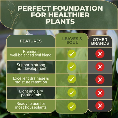 Professional Peace Lily Potting Soil Mix Large 2.2 Quarts Ready to Use, Premium Nutrient-Rich Blend for Indoor Peace Lily Plants, Peat Moss Coco Coir Perlite Dolomite, Well-Draining Soil Made in USA