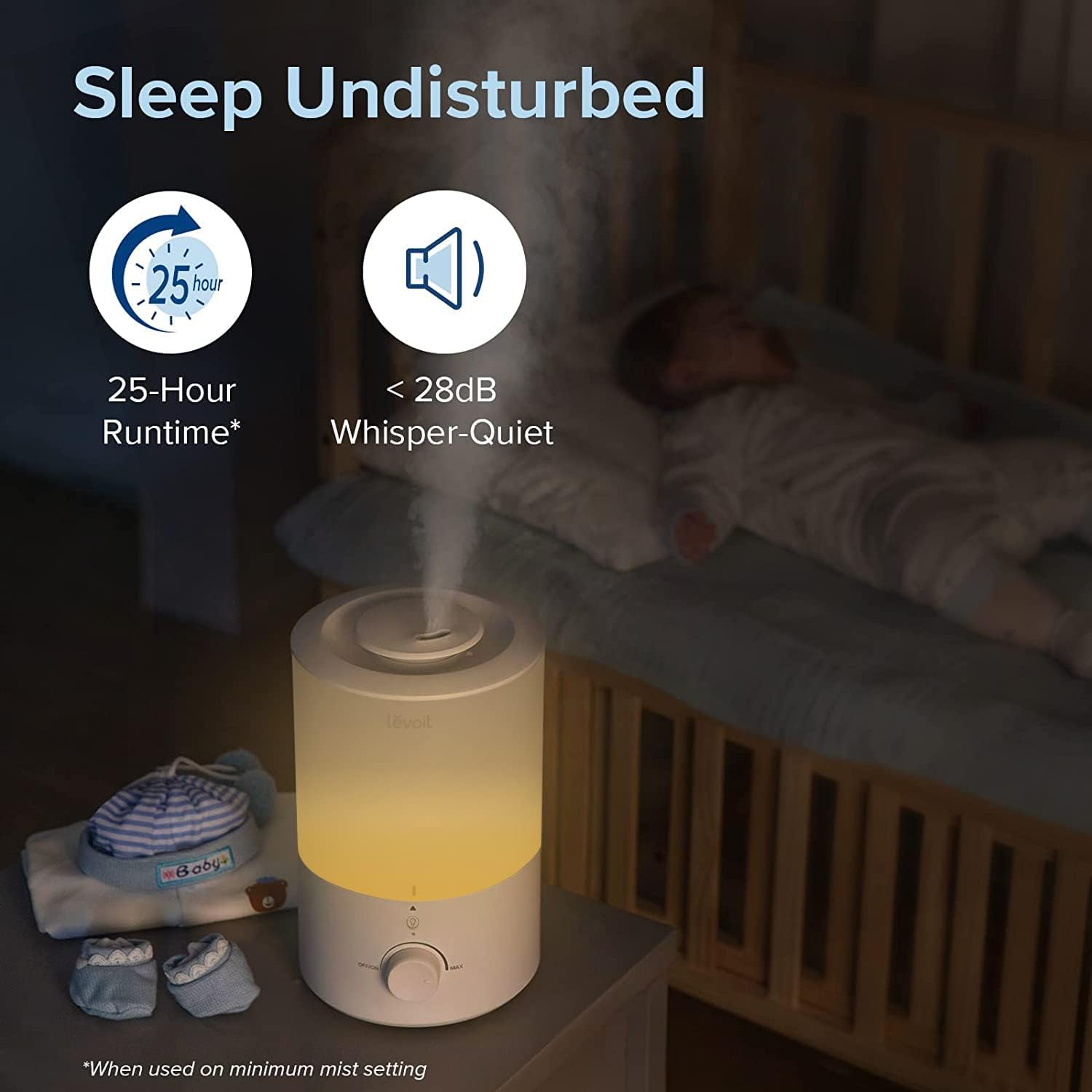 Levoit Top Fill 3L Humidifiers for Bedroom with Night Light, Cool Mist
