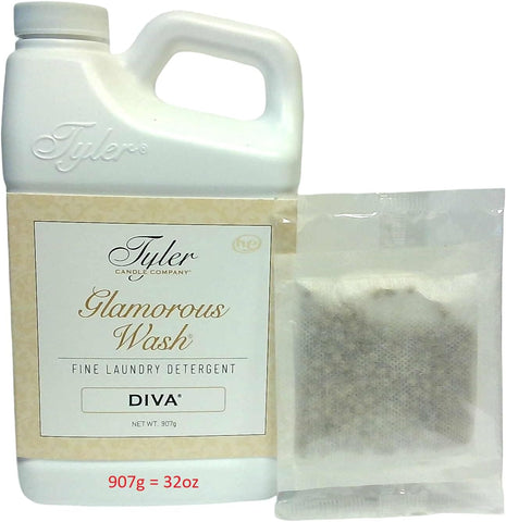 Tyler Candle Glamorous Wash Diva Laundry Detergent 128oz w/Diva Sachets Bundle (1)