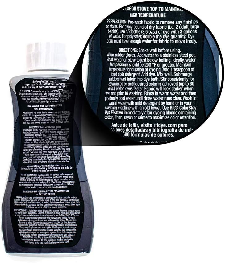 Rit DyeMore 7 Oz. Synthetic Liquid Fiber Dye Single Pack with Plastic Gloves for Clothing, Décor, and Crafts – Graphite