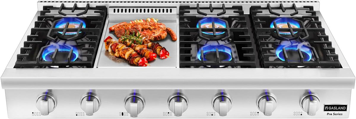 GASLAND CHEF COLLECTION 48 Inch Gas Cooktop 6 Burners, Re-ignition