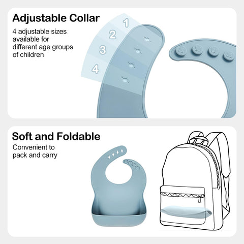 Eascrozn Silicone Bibs for Babies Toddler Set of 3, BPA Free