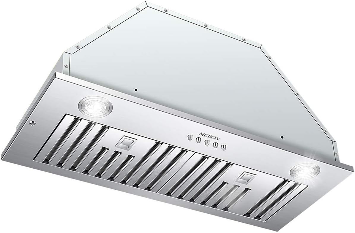 MCBON Range Hood Insert 30 inch, 600 CFM Vent Hood Insert, Ultra-quiet Range Hood Insert, Built In Kitchen Hood, Insert Range Hood, Stainless Steel range hood, IE71-30