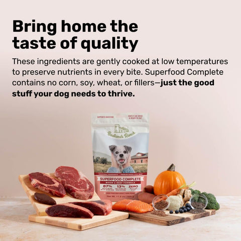 BADLANDS RANCH Air-Dried Beef & Bison Dog Food, 87% Meat, 24 oz