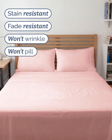 Full XL Sheets - 4 Piece Full XL Sheet Set - Cool & Breathable - Baby Pink