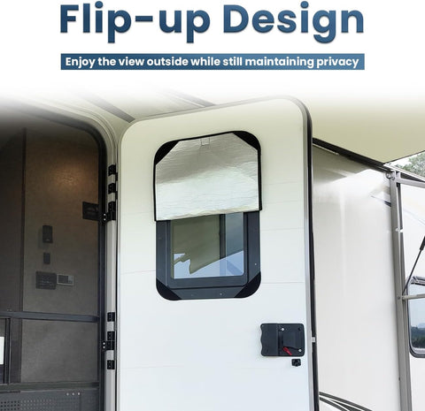 RV Door Window Shade Cover, Insulated Blackout Camper Inside Accessory