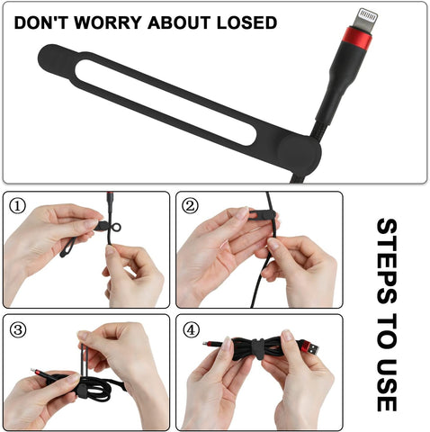 Silicone Cable Ties, Cord Organizer Cable Management(16Pcs-Black)