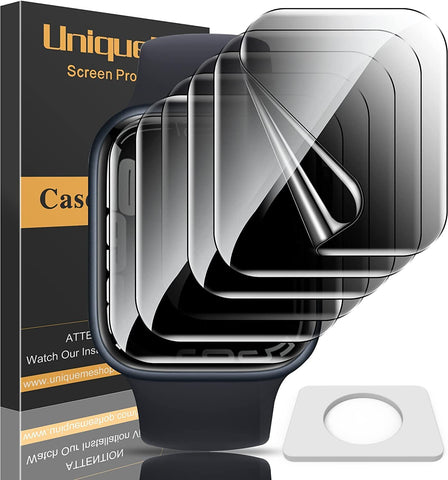 UniqueMe 6 Pack TPU Privacy Screen Protector Compatible with Apple Watch 40mm, [Upgrade Flexible Film] Anti-Scratch [Bubble Free] Anti-Spy Soft HD TPU Clear Film for iWatch 40mm