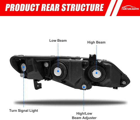 for 2006-2011 Honda Civic Halogen Headlight W/O Bulbs