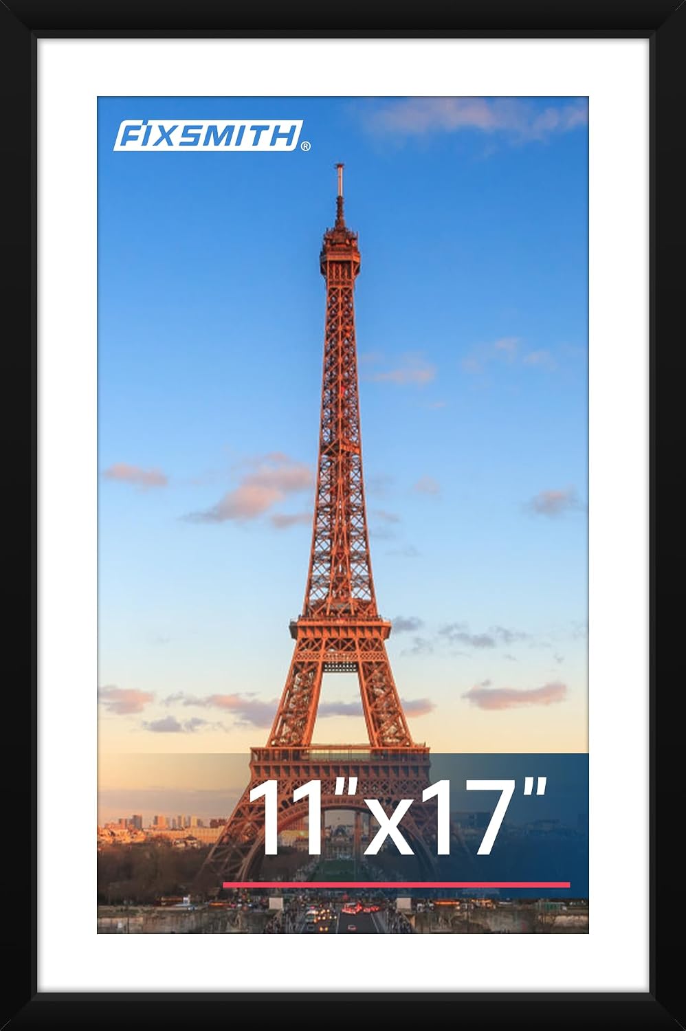 FIXSMITH 11x17 Picture Frame Set of 1, Photo Frame with HD Plexiglass, Display Pictures 9x15 with Mat or 11x17 Without Mat, Black Picture Frames Collage Wall Decor, Gallary Wall Frame