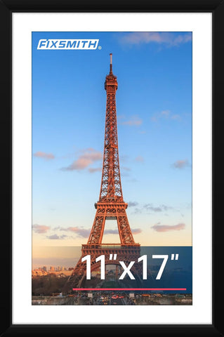 FIXSMITH 11x17 Picture Frame Set of 1, Photo Frame with HD Plexiglass, Display Pictures 9x15 with Mat or 11x17 Without Mat, Black Picture Frames Collage Wall Decor, Gallary Wall Frame