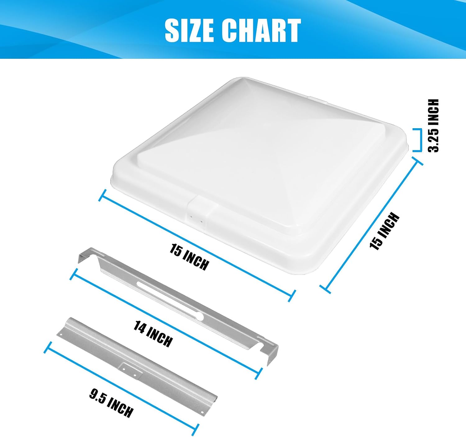 Jack Boss 1 Pack Set Roof Vent Cover, 14 Inch Replacement Vent Lid for Inside RV Trailer Camper Motorhome, White