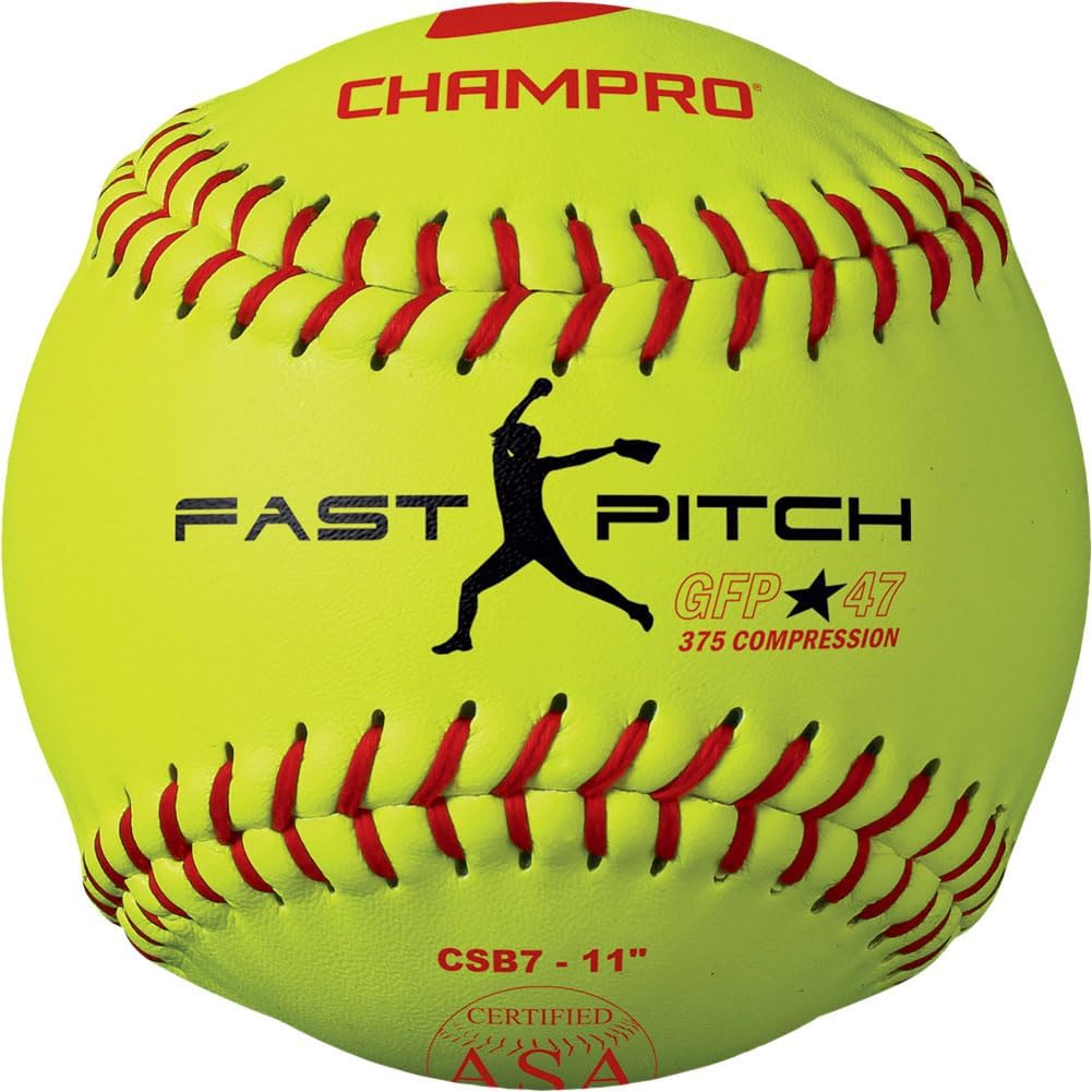Champro ASA Fast Pitch .47 COR 375 Compression Poly Synthetic Cover Red Stiches