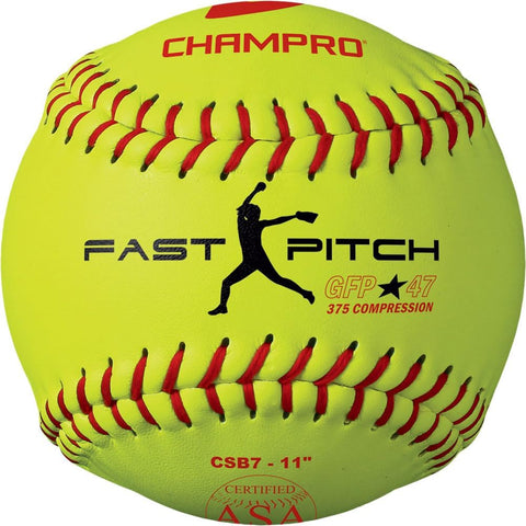 Champro ASA Fast Pitch .47 COR 375 Compression Poly Synthetic Cover Red Stiches