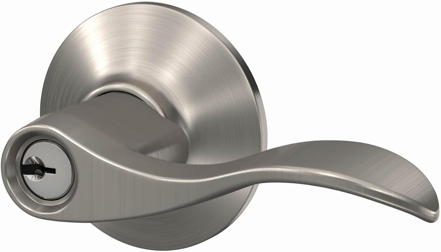SCHLAGE Accent Keyed Entry Door Handle, Reversible, Satin Nickel