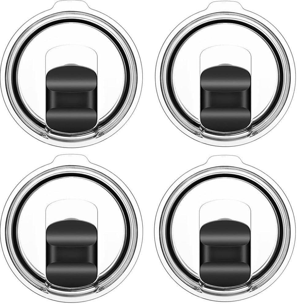 4 Pack 20 oz Tumbler Lids for YETI, Magnetic Slider Replacement Lids for YETI 20 oz Tumbler, 10/24 oz Mug and 10 oz Lowball, Travel Spill Proof Cup Lids Covers with Magnetic Slider Switch, BPA Free