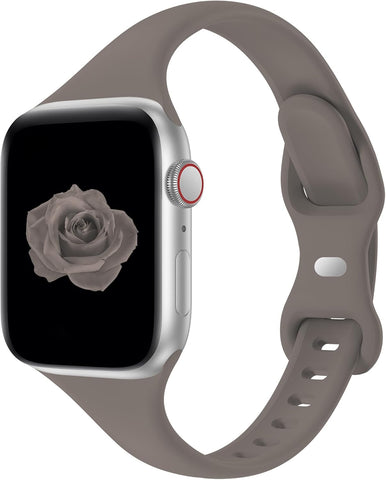 Thin Slim Band Compatible with Apple Watch 38mm 40mm 41mm 42mm 44mm 45mm 46mm 49mm, Replacement Silicone Sport Strap for iWatch Series 11/10/9/8/7/6/5/4/3/2/1 Ultra SE Women Men, Clay