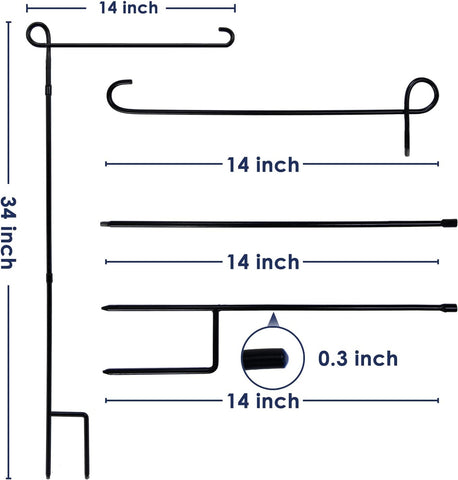 YEAHOME 2PC Garden Flag Stand Holder, Metal Premium Yard Flag Holder Weather-Proof, Powder-Coated Flagpole, Christmas Garden Flag, Winter Garden Flag, American Flag, Outdoor Garden Decor Decoration