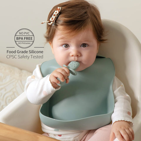 SAMiGO Silicone Baby Spoons Self Feeding 6 Months, Infant Eating Utensils