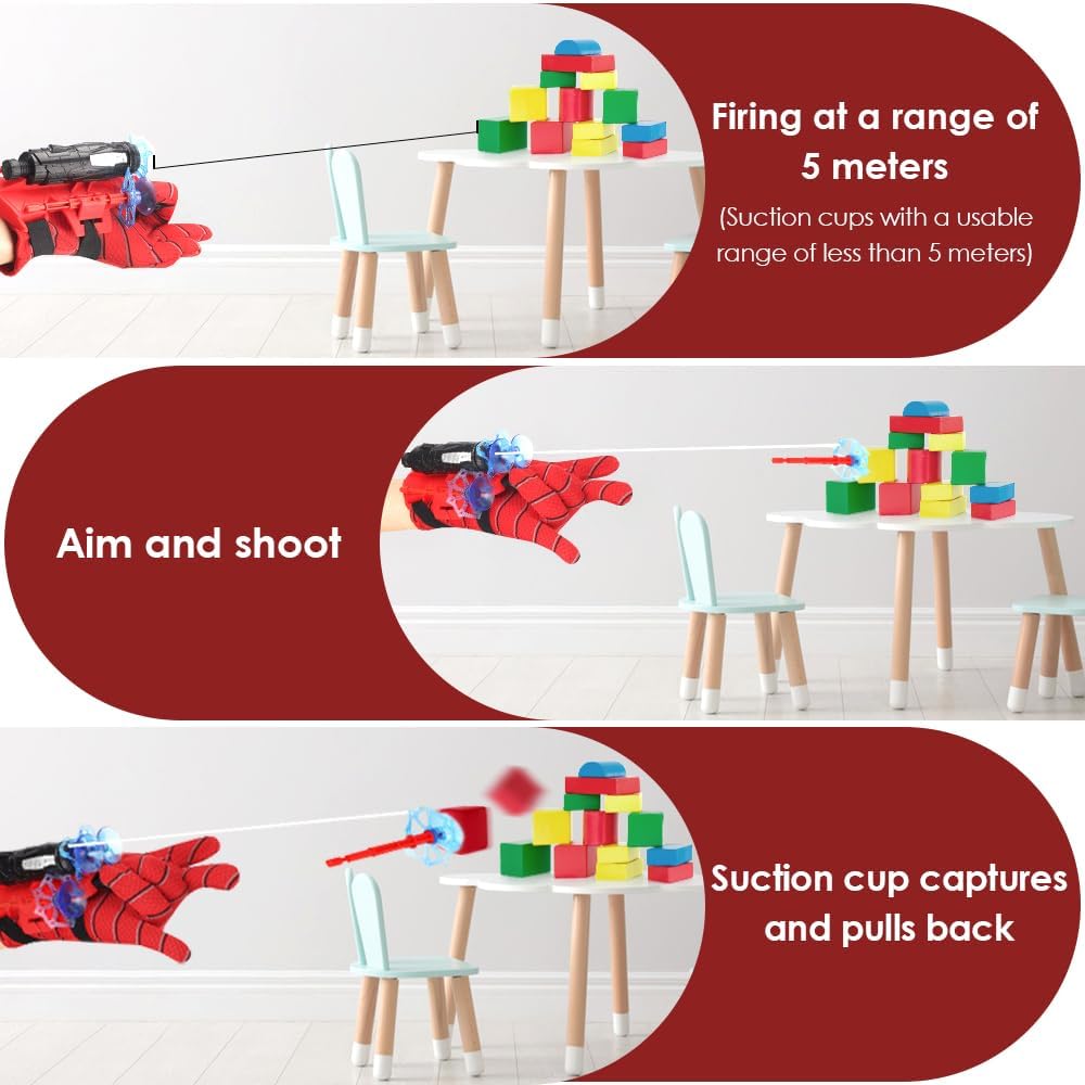 Xohny Spider Web Shooters with Glove for Kids Cosplay Party Favor