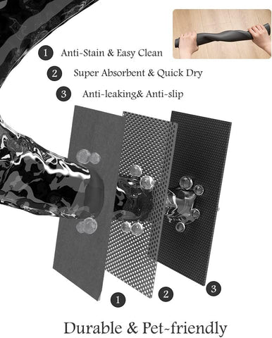 PADOOR Pet Feeding Mat-Absorbent Dog Mat for Food and Water Bowl-No Stains Quick Dry Water Dispenser Mat-Dog Accessories Pet Supplies-Bowl for Messy Drinkers（Darkgrey,17"x28"）