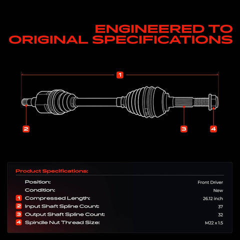 A-Premium Front Left Driver Side CV Axle Shaft Assembly
