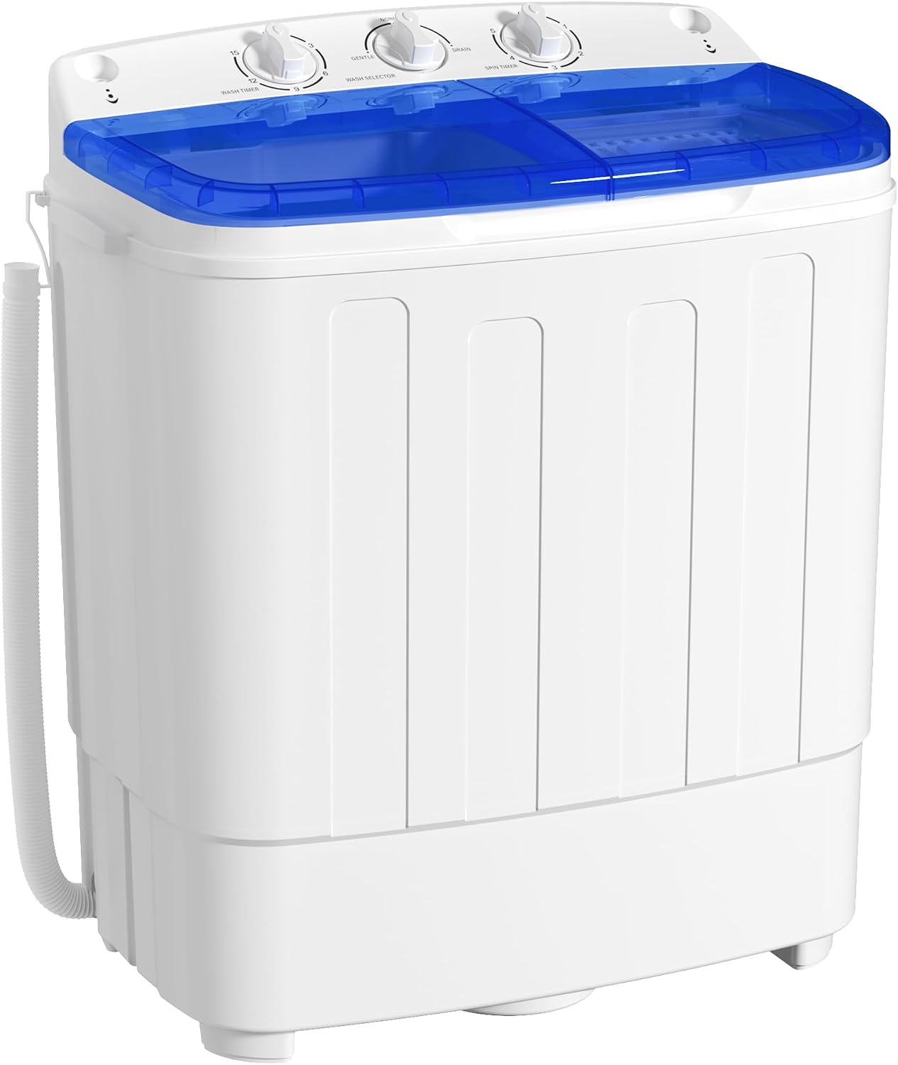INTERGREAT Portable Washing Machine, 25.4lbs Twin Tub Portable Washer with Spin Cycle and Dryer, Semi-automatic Washer Machine Combo for Dorms, Apartments, Blue