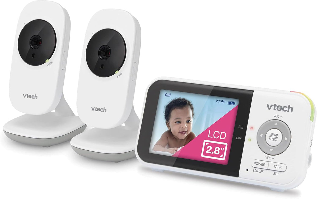 VTech Baby Monitor No WiFi with 2 Cameras – 19-Hour Battery, Patrol Mode for Twins & Two Rooms, 1000ft Range, Auto Night Vision, Two-Way Talk, Temperature Sensor | VM819-2