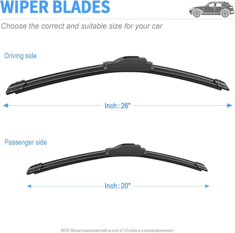 26"+20" Silicone Wiper Blades Replacement For Toyota Camry 2018-2024