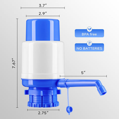 Water Bottles Dispenser Blue Manual Hand Pressure Drinking Fountain Pressure Water Press Pump